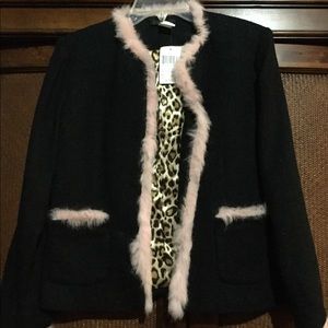 Black blazer with pink fur